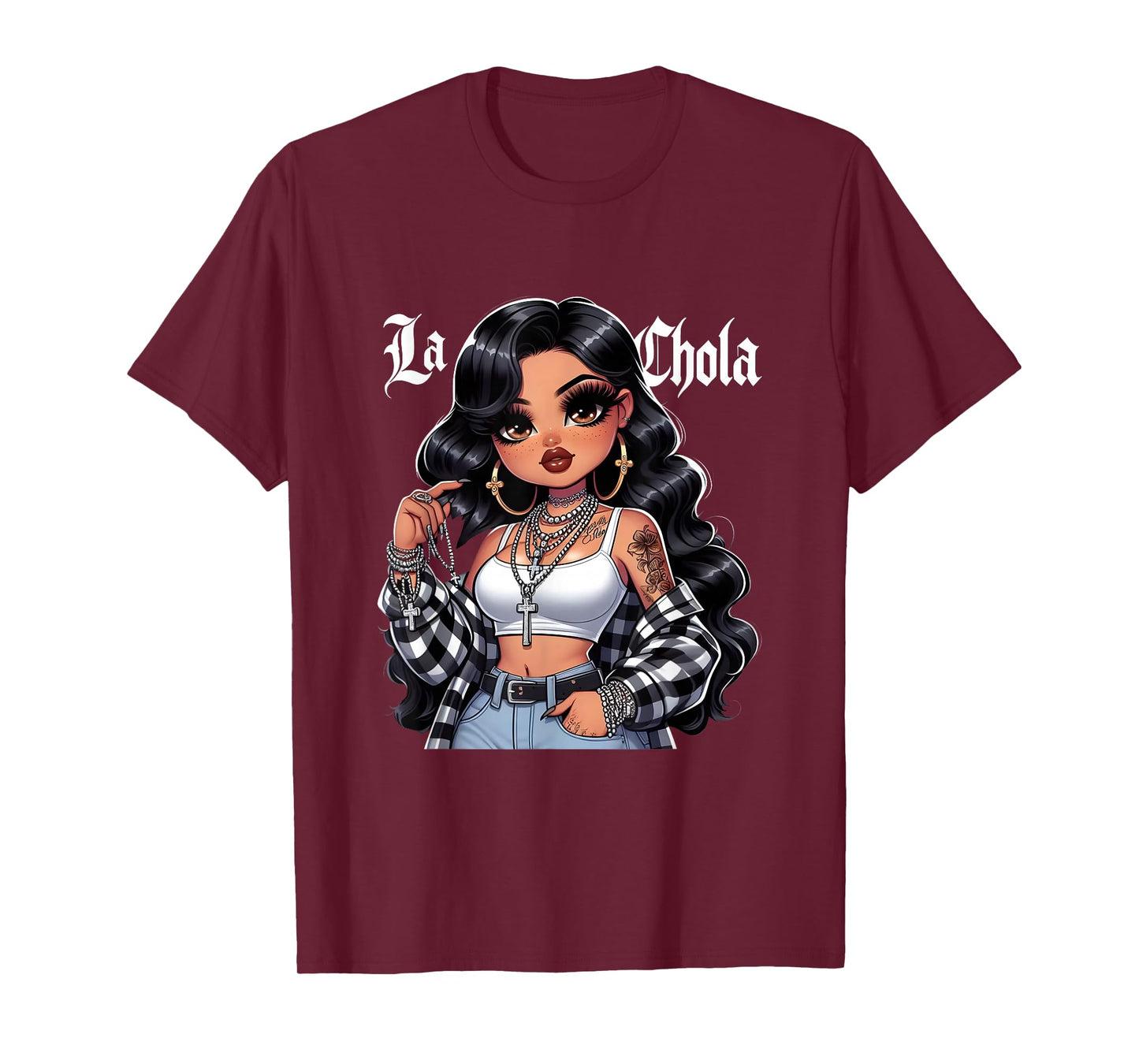 Chola Chibi Girl Hispanic Heritage Month Brown Pride Chicana T-Shirt