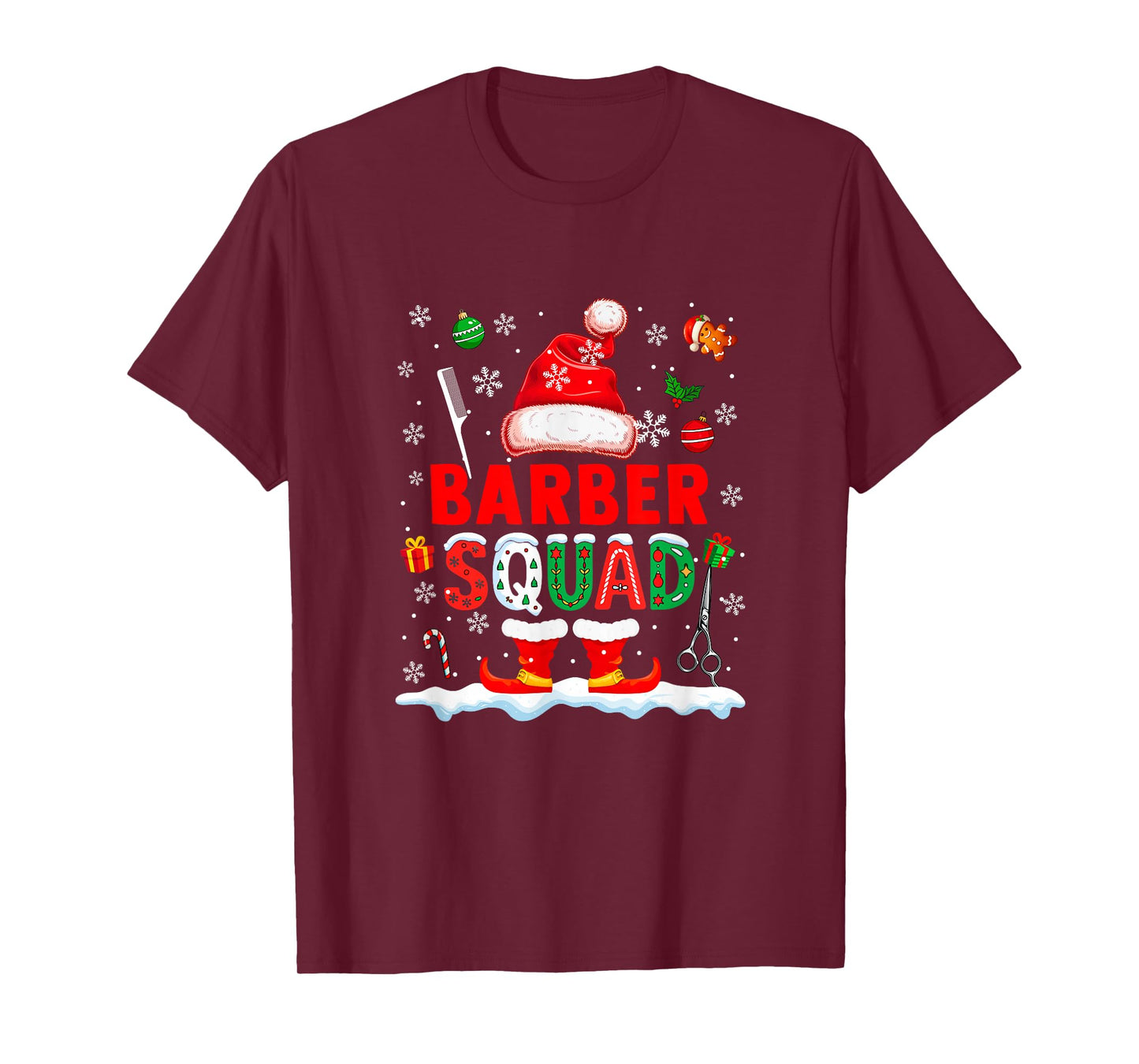 Barber Squad Men Job Christmas Santa Costume Bow Tie T-Shirt