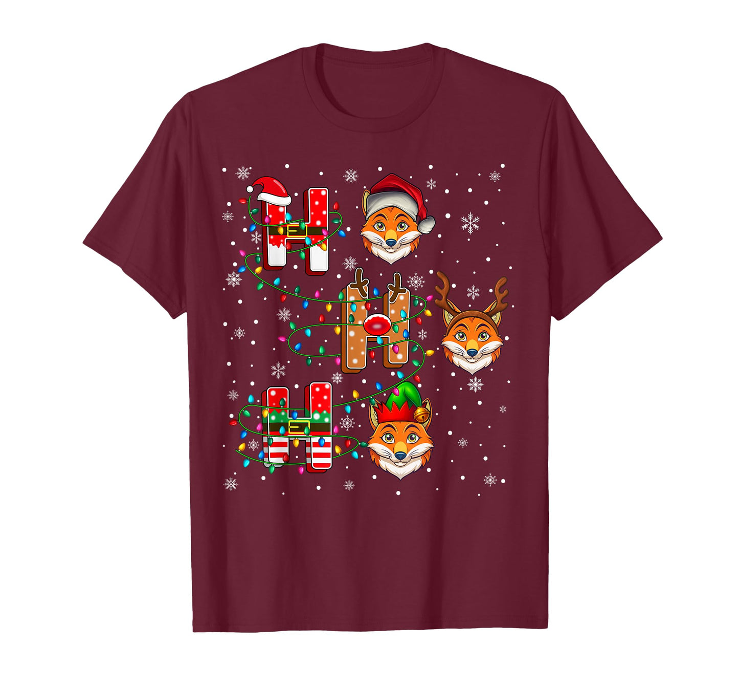 Ho Ho Ho Santa Reindeer Hat Elf Fox Animal Christmas T-Shirt