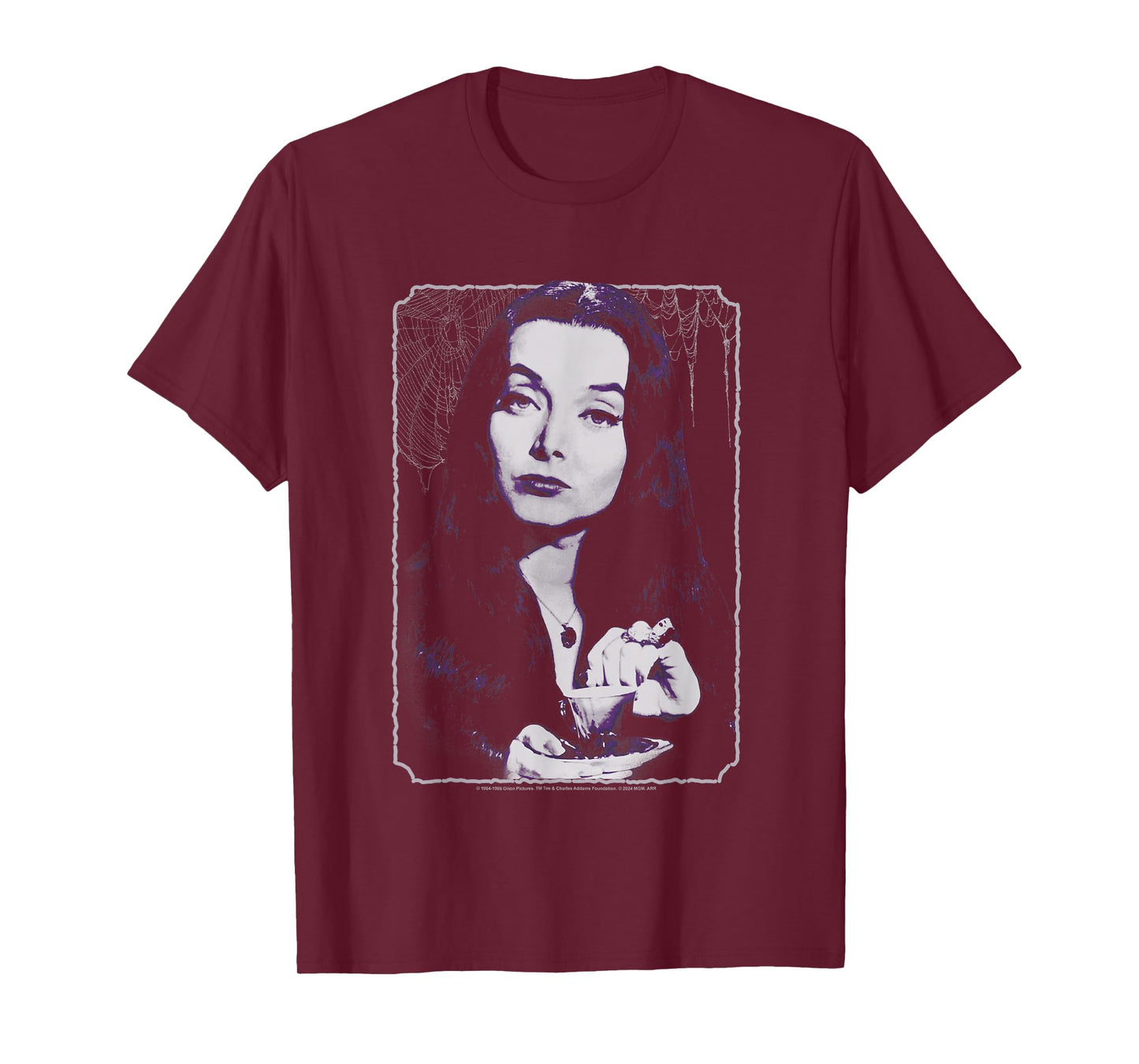 The Addams Family Morticia Drinking Tea Vintage Portrait T-Shirt