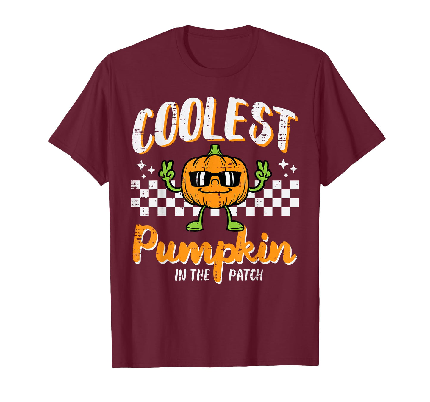 Coolest Pumpkin In Patch Halloween Retro Costume Groovy Boys T-Shirt
