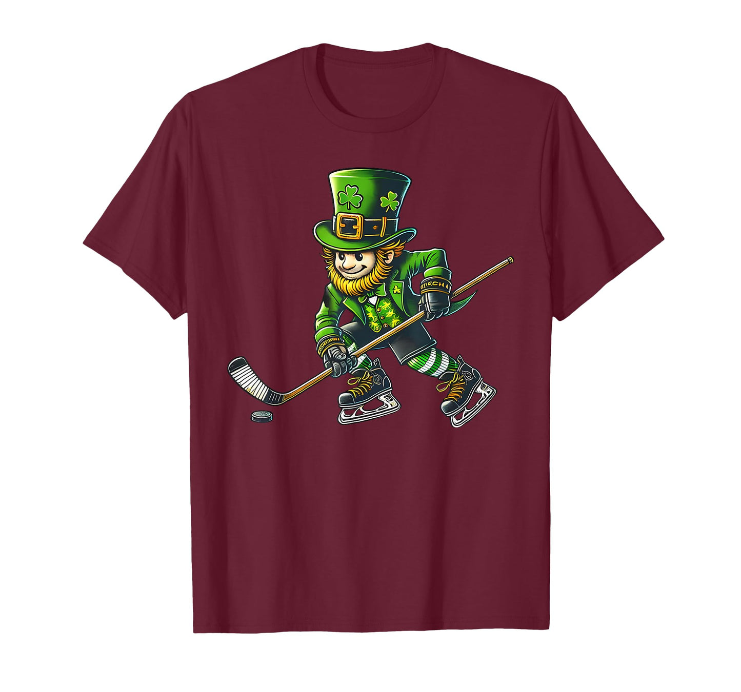 Leprechaun Playing Hockey St Patricks Day Sport Men Boys T-Shirt