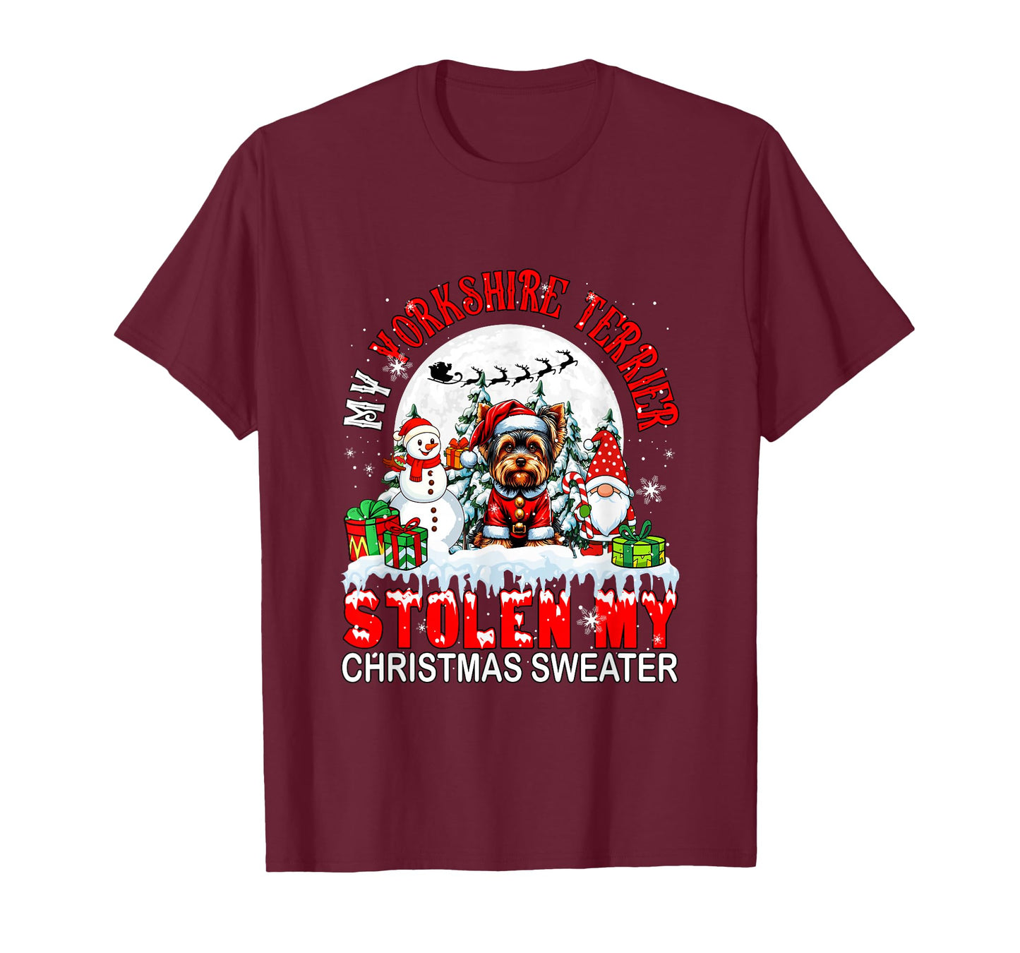 My Yorkshire Terrier Stolen My Christmas Sweater Santa Dog T-Shirt