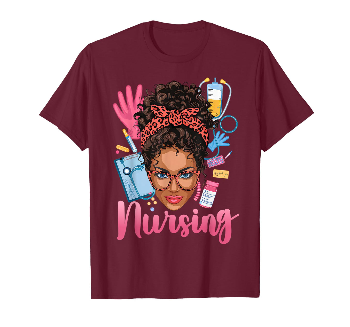 Black Melanin Nurse Black History Month Afro Hair T-Shirt