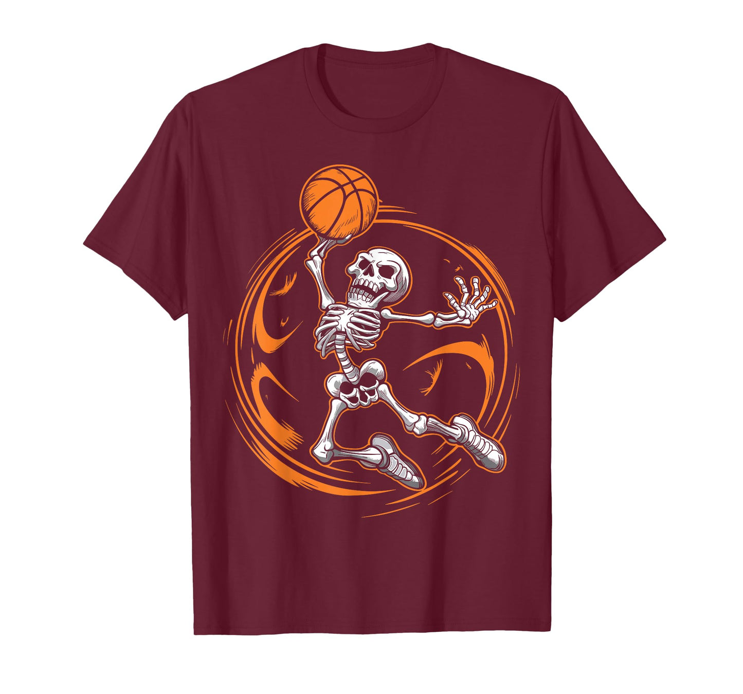 Basketball Skeleton Halloween Men Boys Basketball Halloween T-Shirt