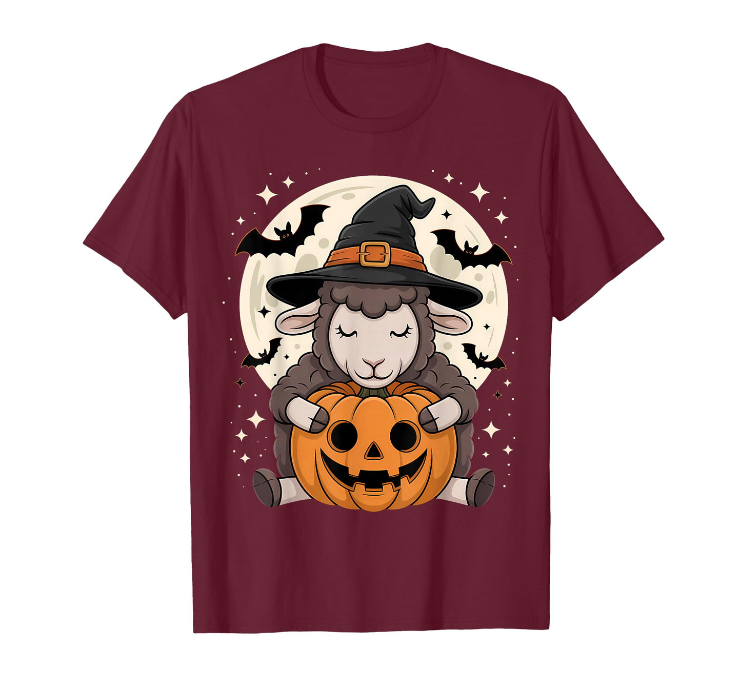 Halloween Sheep Witch Hat Pumpkin Spooky T-Shirt