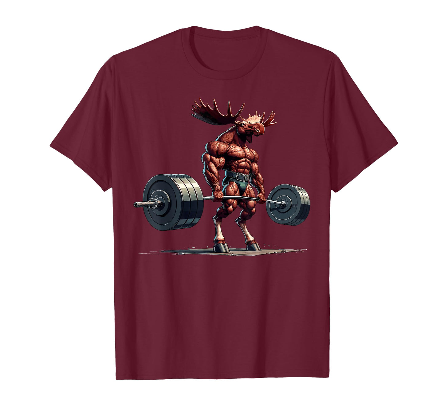 Moose Deadlifting Gym Humour Weightlifting Fitness Workout T-Shirt