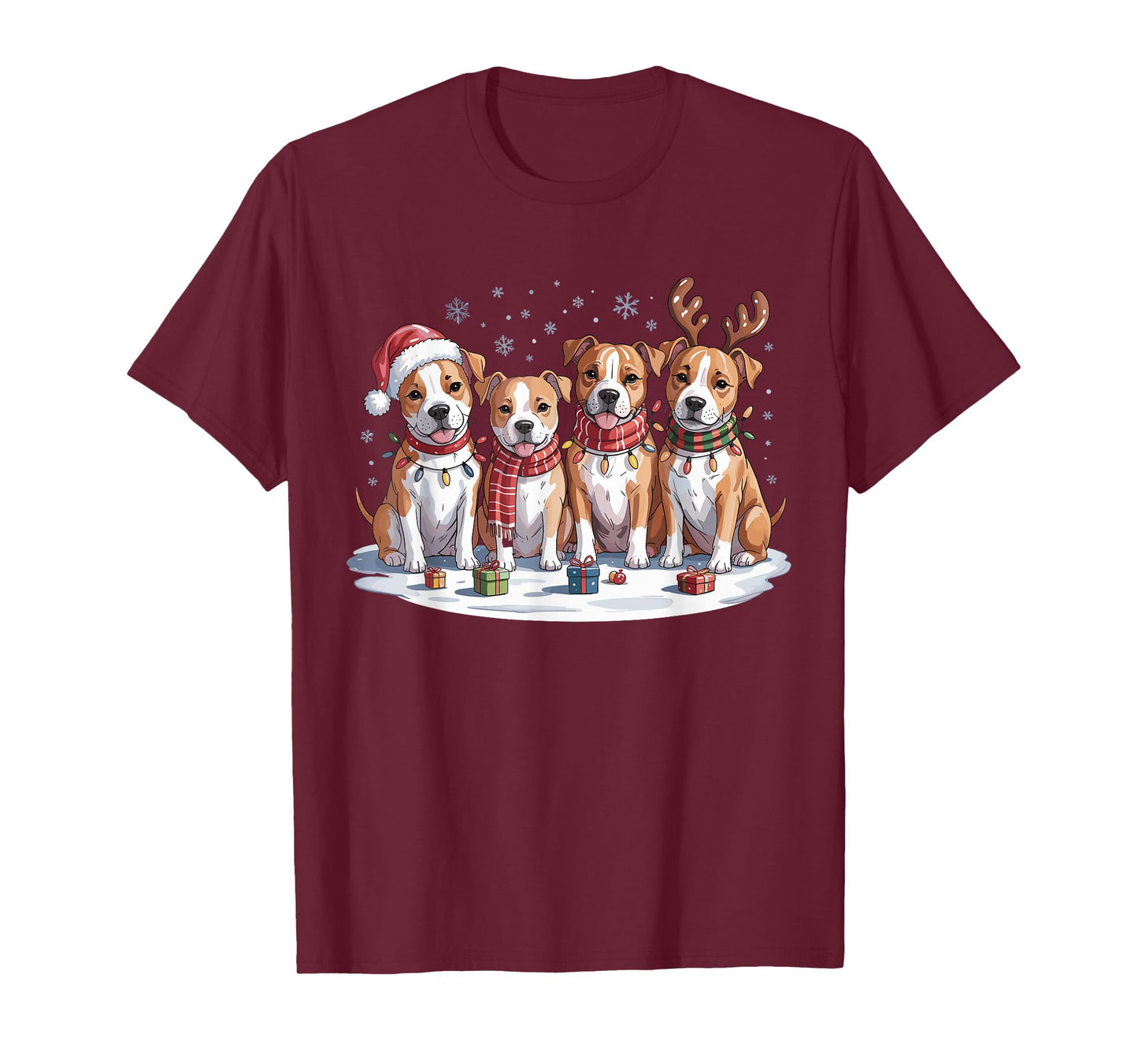 American Staffordshire Christmas Funny Puppies Dog Lovers T-Shirt