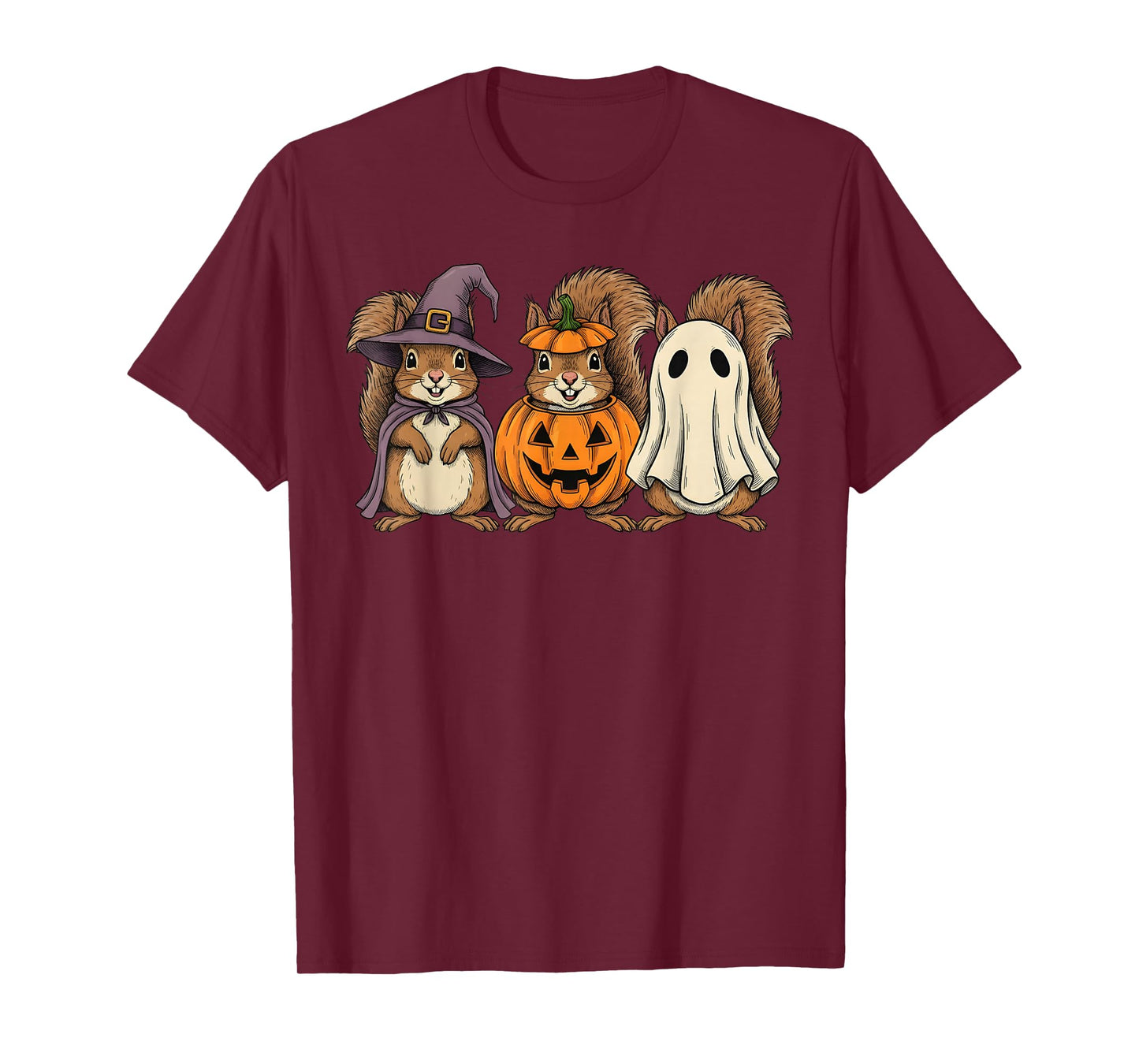 Spooky Ghost Squirrel Lover Pumpkin Halloween T-Shirt