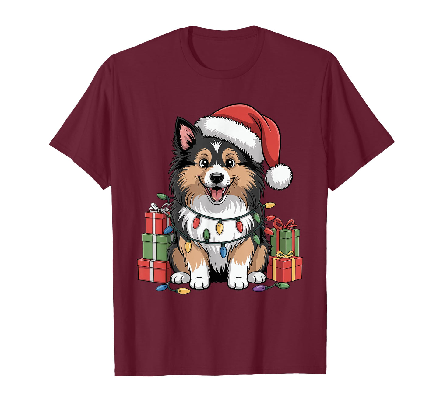 Cute Sheltie Christmas Xmas Design Funny Dog Lover Holiday T-Shirt