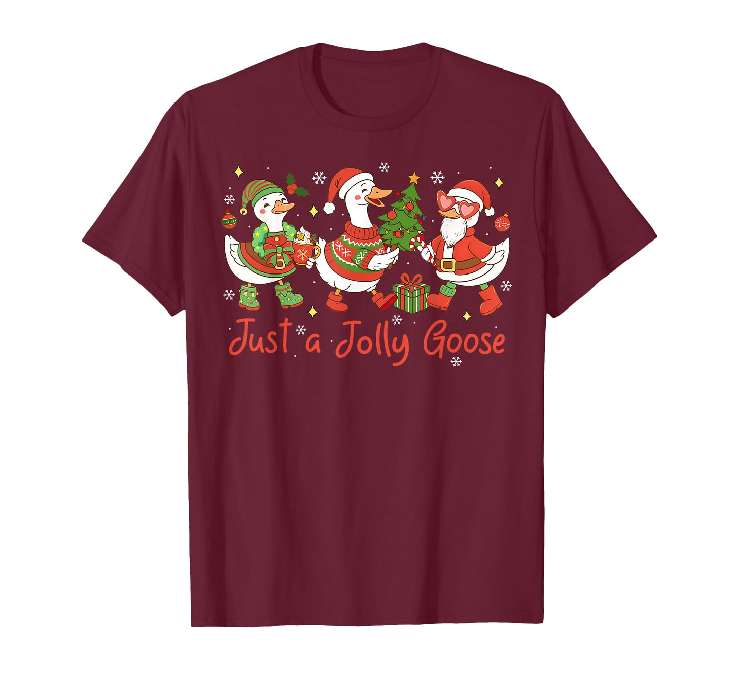 Just A Jolly Goose Santa Cute Bow Christmas Men Women Kid T-Shirt