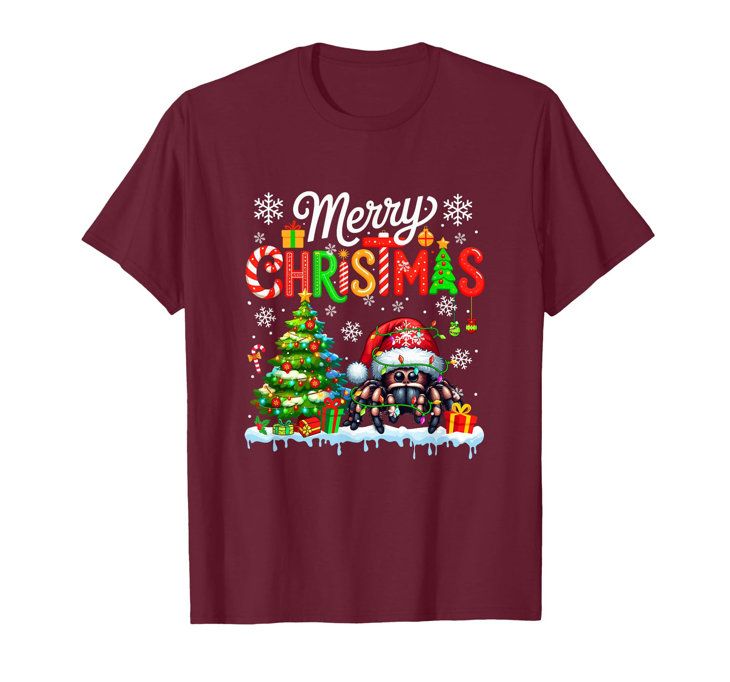 Merry Christmas Santa Spider Colorful Costume Kids Toddler T-Shirt