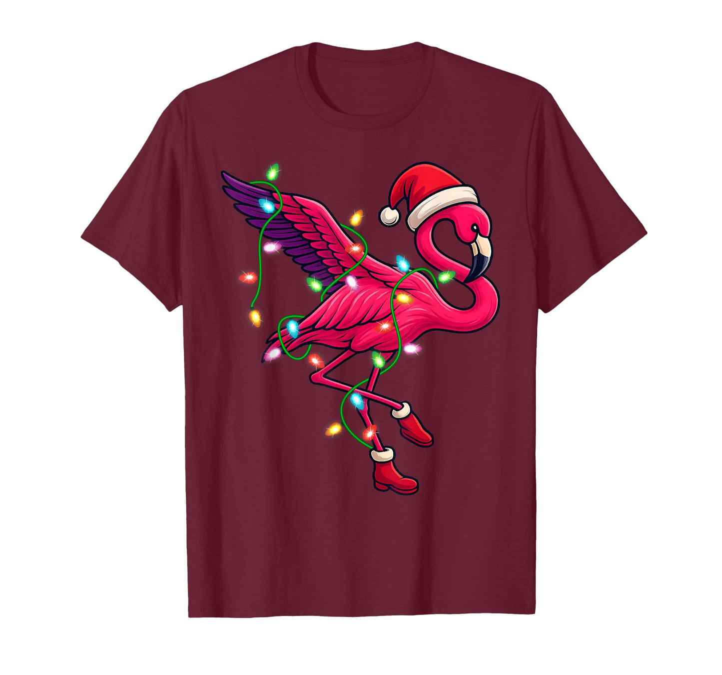 Flamingo Santa Christmas Tree Lighting Xmas Funny Gifts T-Shirt