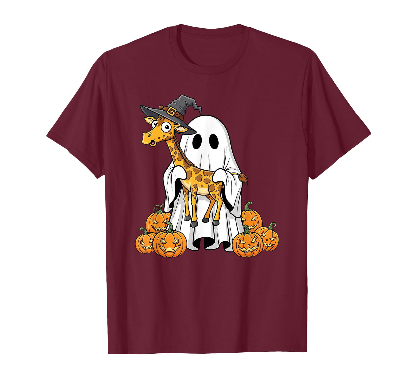 Funny Ghost Giraffe Pumpkin Halloween Kids Mens Womens T-Shirt