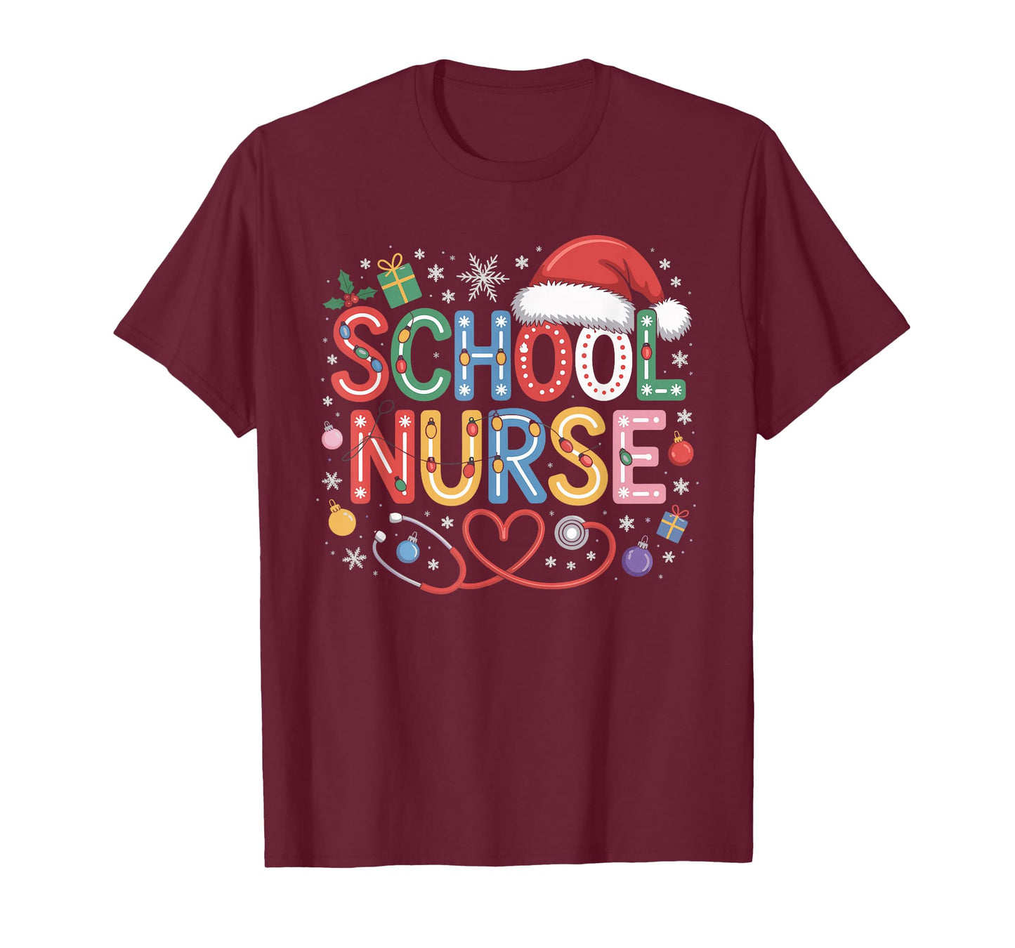 School Nurse Christmas Santa Cap Nursing Humor Xmas T-Shirt
