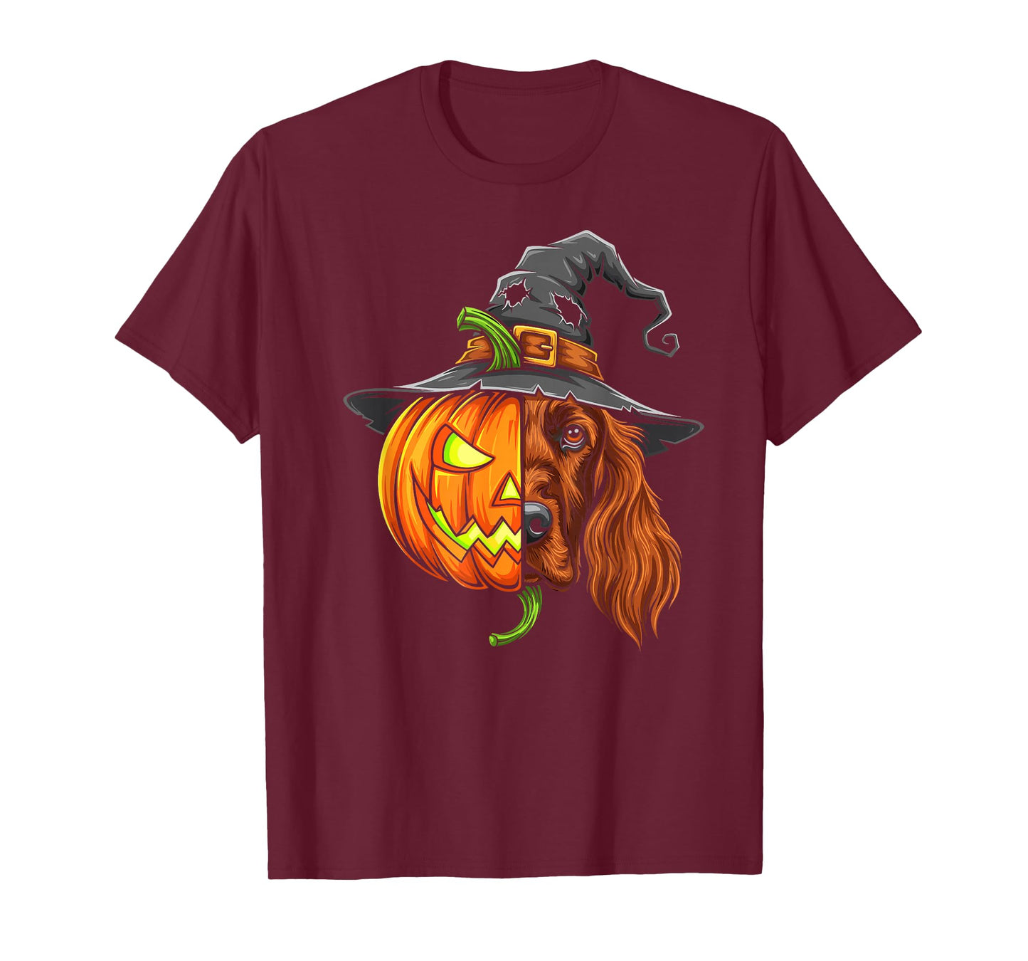 Irish Setter Pumpkin Jack O Lantern Halloween Mens Womens T-Shirt