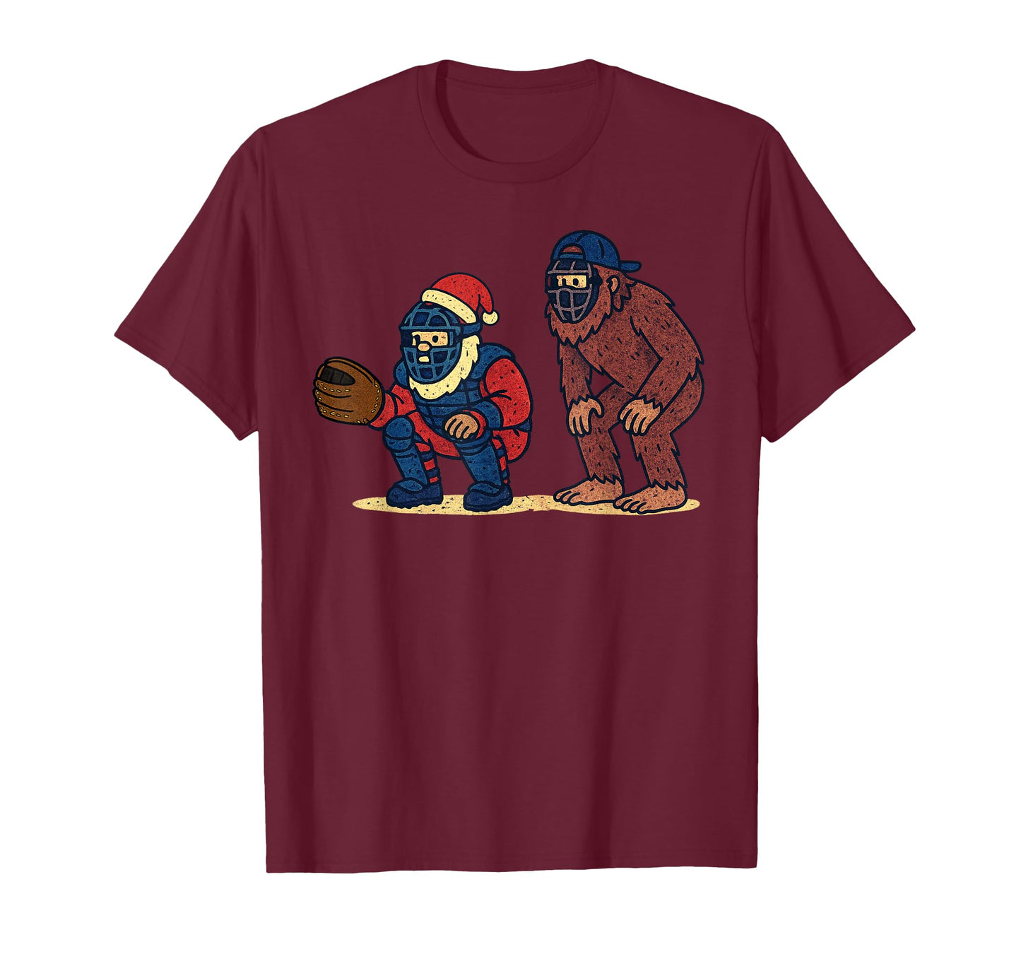 Santa Claus Playing Baseball Xmas Sasquatch Christmas T-Shirt