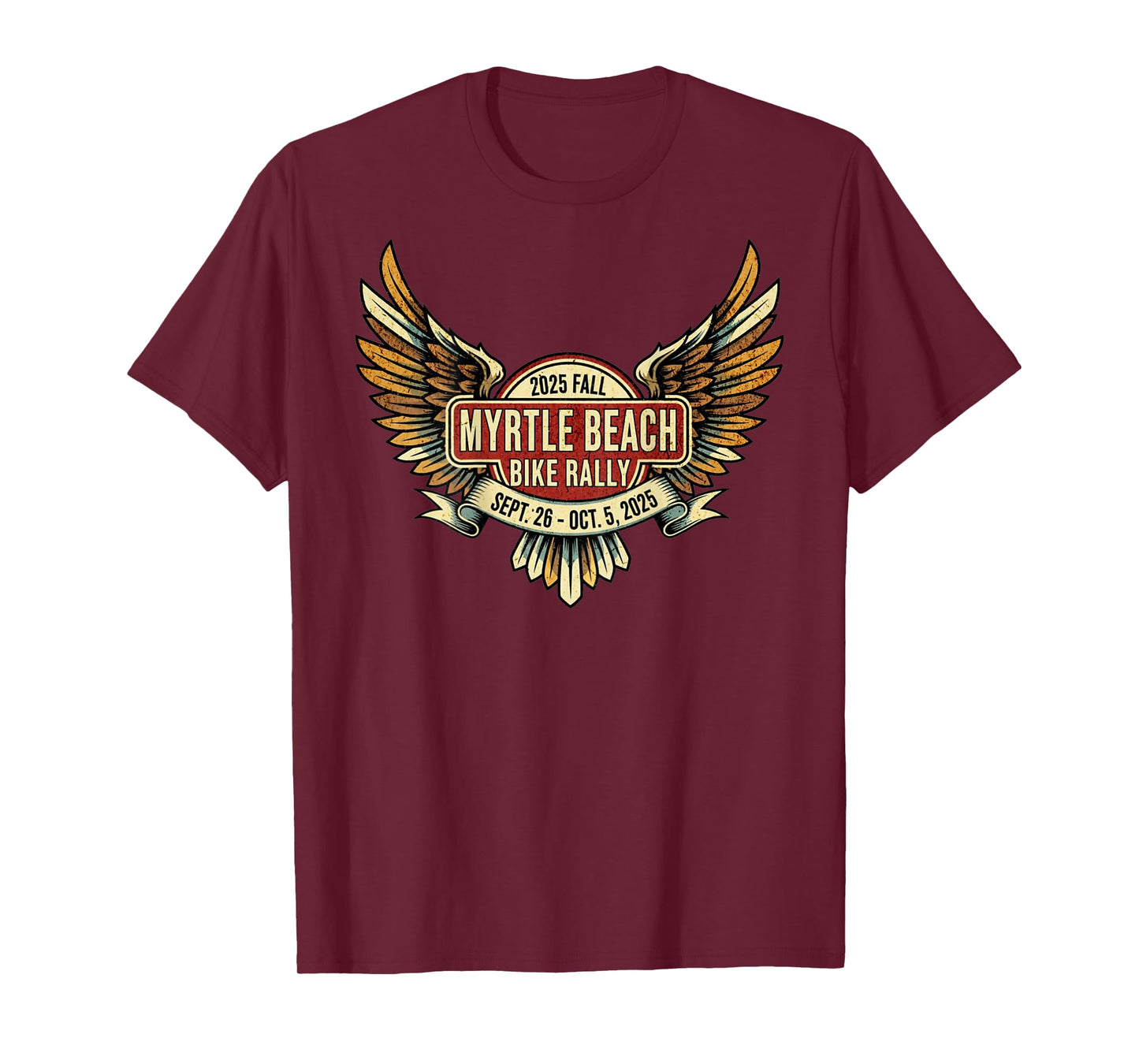 2025 Fall Myrtle Beach Bike Rally with Vintage Art ON Back T-Shirt