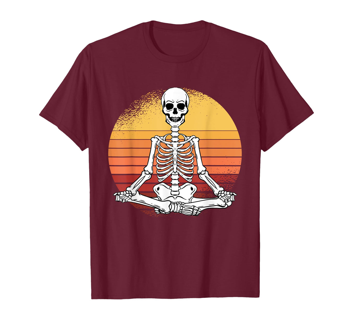 Skeleton Yoga Lazy Halloween Costume Retro Meditation T-Shirt