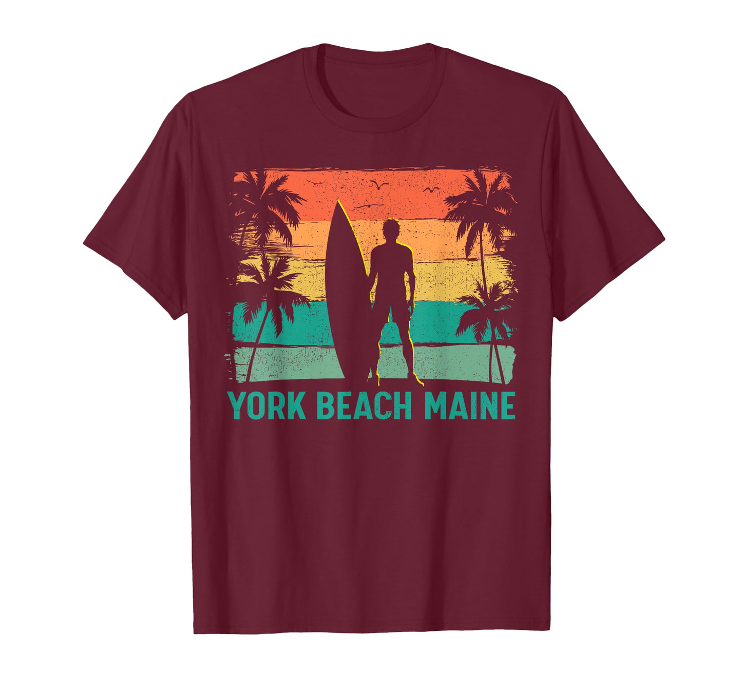Summer Surf Vintage Maine York Beach Surfing Men Women Kids T-Shirt