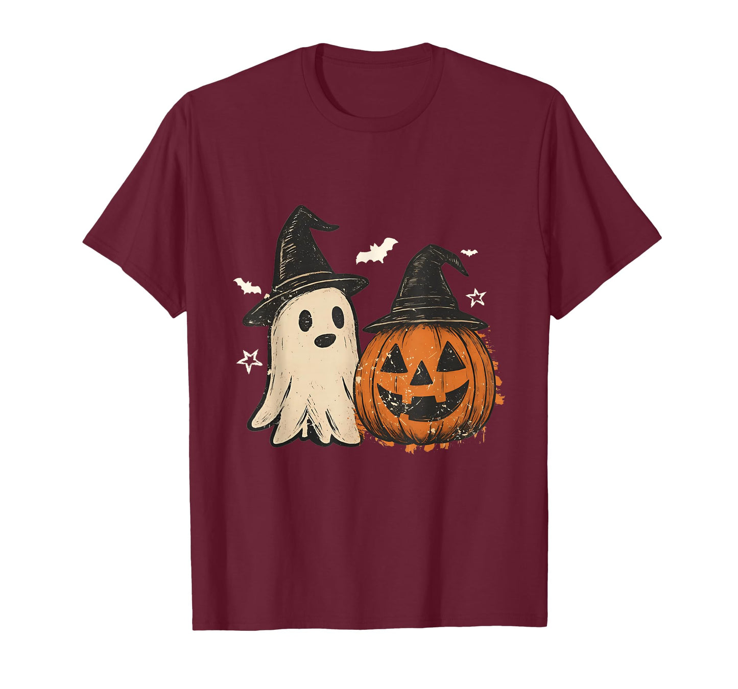 Spooky Ghost Halloween Preppy Floral Pumpkin Spooky Season T-Shirt