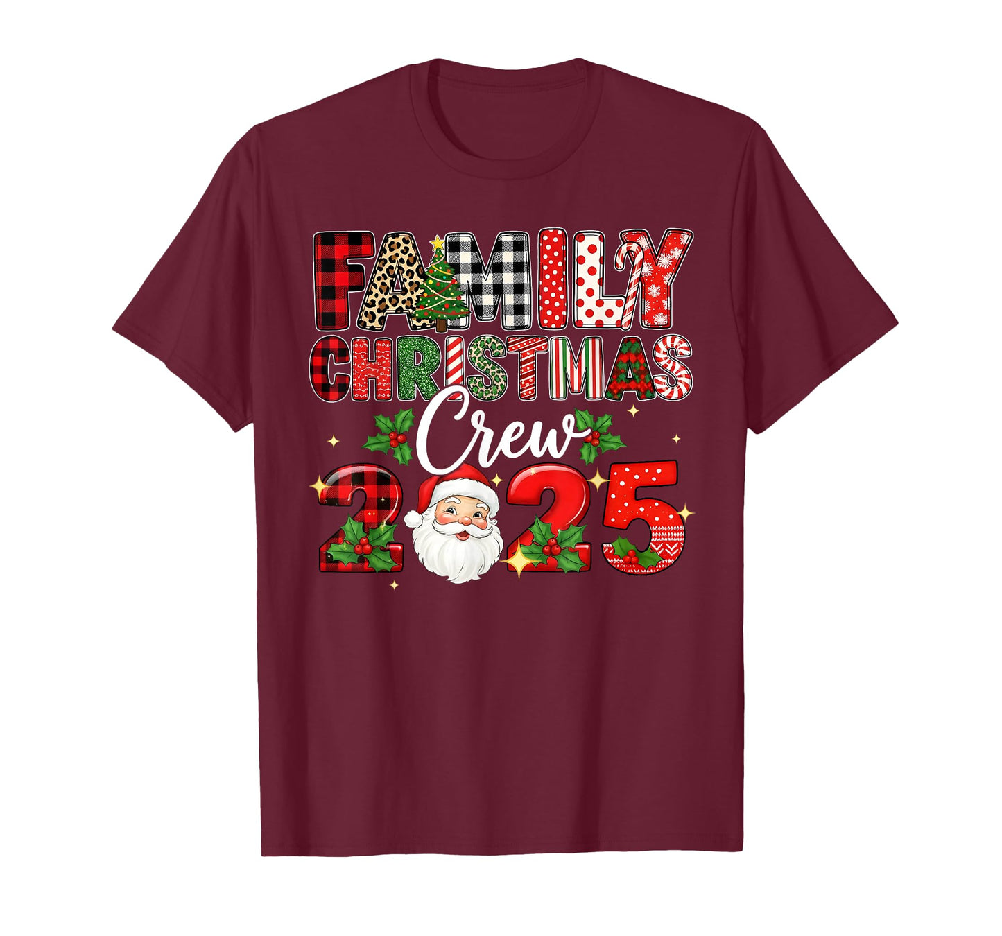 Family Christmas Crew 2025 Xmas Santa Squad Pajamas Holiday T-Shirt