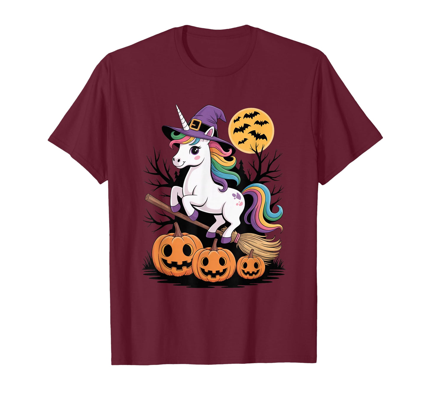 Spooky Witch Unicorn Halloween Pumpkin Funny Sports Humor T-Shirt