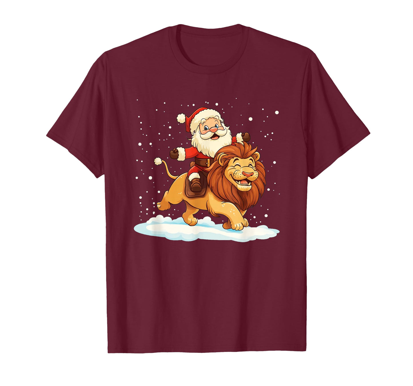 Hilarious Santa Claus on a Festive Lion Adventure T-Shirt