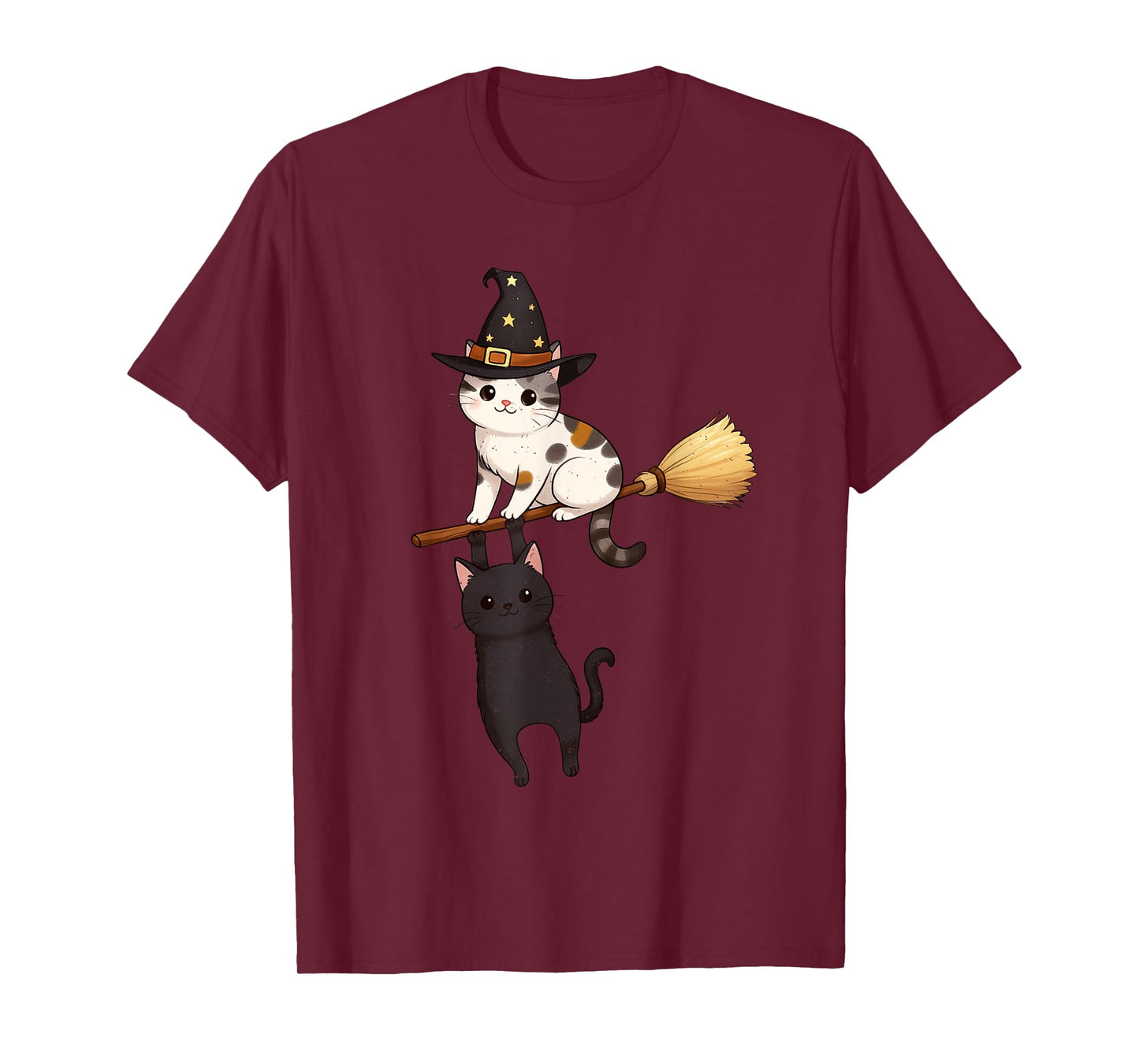 Cat Witch Halloween Cute Kitten Lover Feline Spooky Season T-Shirt