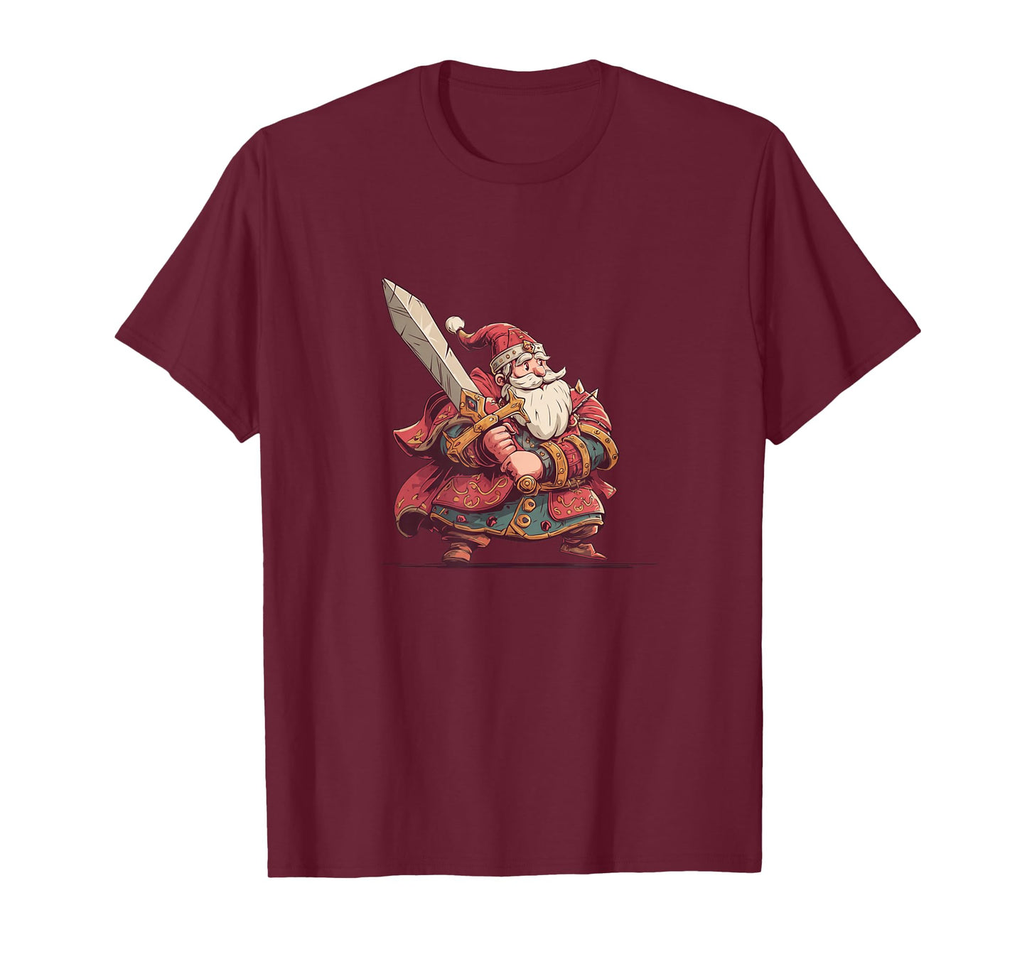 Funny Fantasy World Santa Claus with Medieval Sword T-Shirt