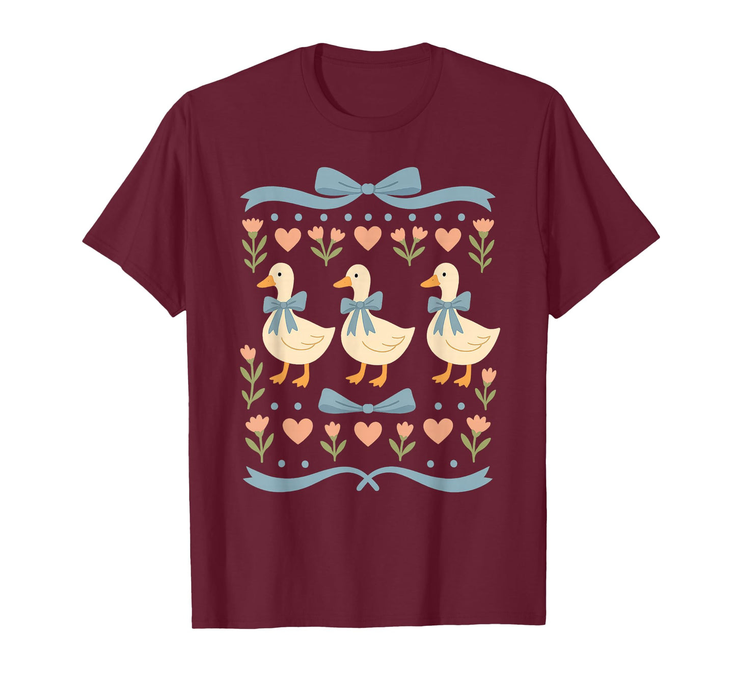 1980s Blue Ribbon Goose With Hearts - Vintage 80s Goose T-Shirt