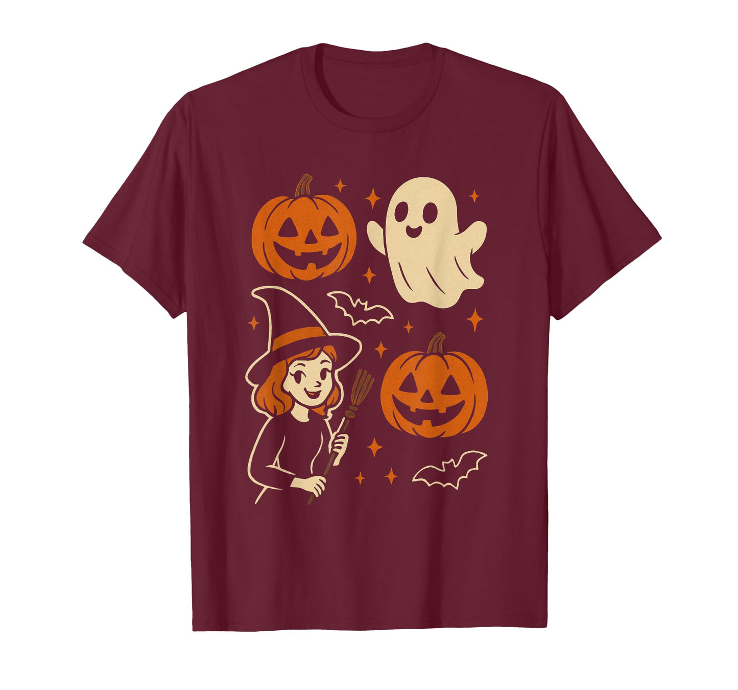 Stay Spooky Funny Pumpkin Cute Ghost Retro Witch T-Shirt