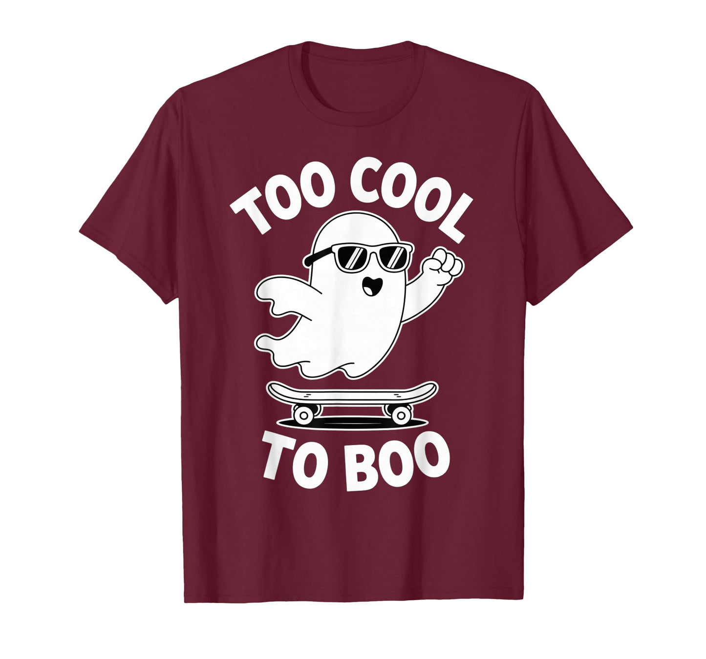 Funny Ghost On Skateboard Retro Halloween Costume Kids Boys T-Shirt
