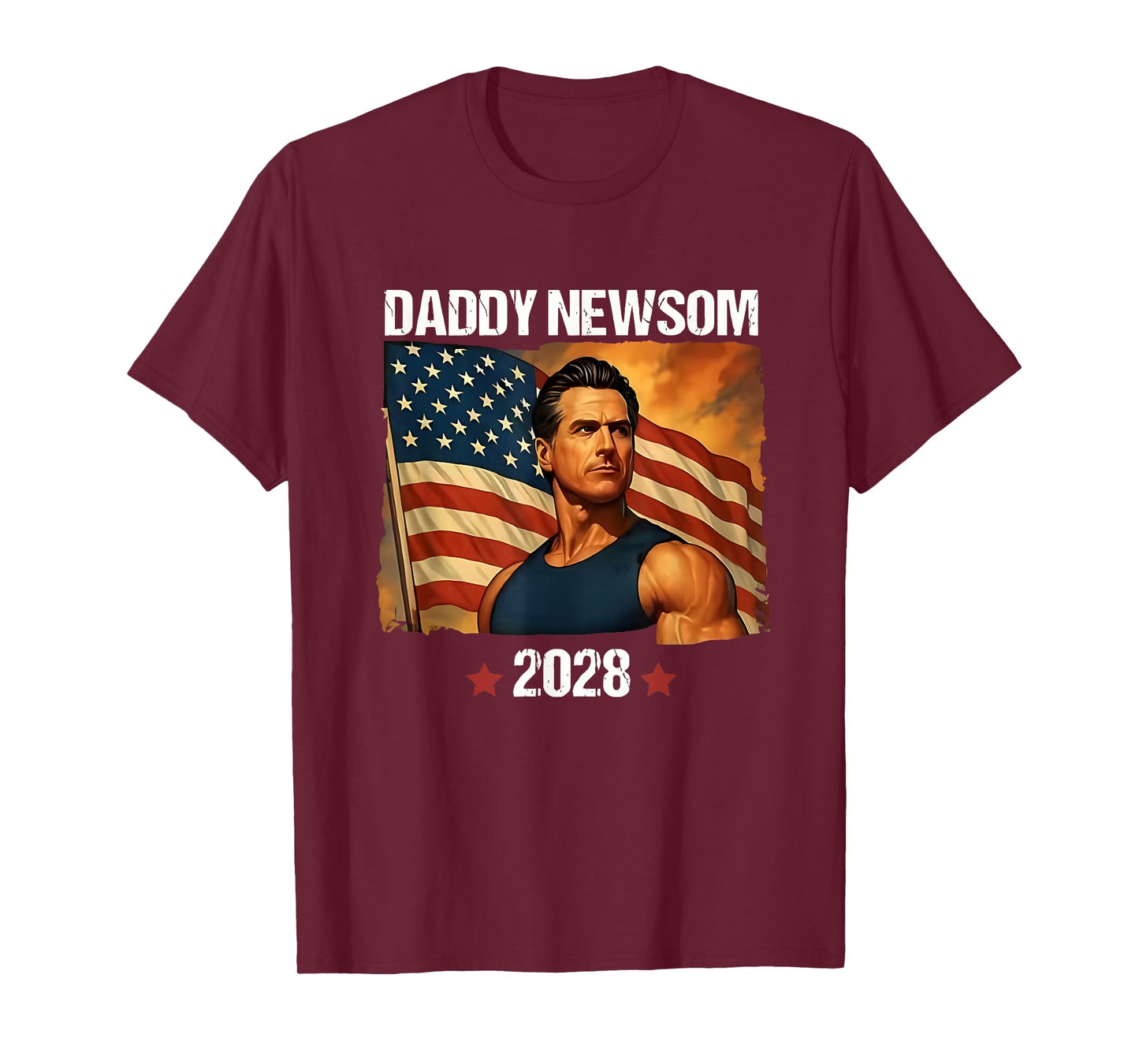 Gavin Newsom 2028 Political Satire Muscle American Patriot T-Shirt