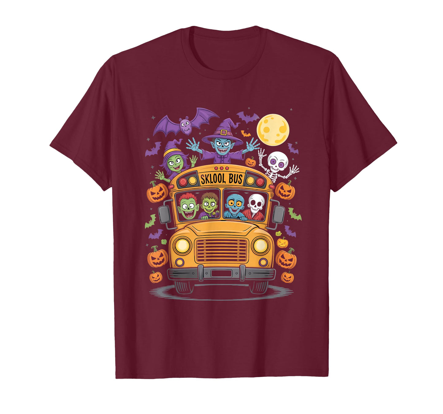 Halloween Sklool Bus Monster Kids Spooky Ride Night T-Shirt