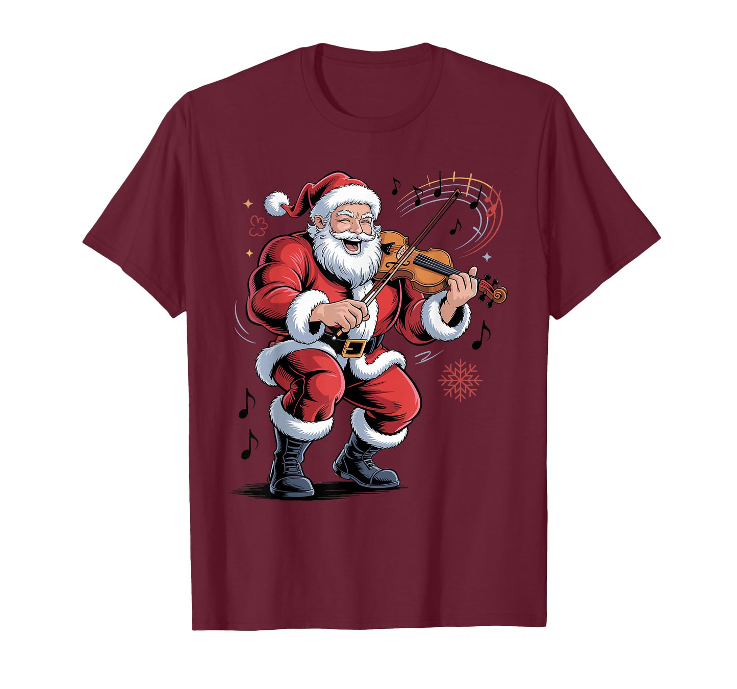 Santa Playing Violin Funny Holiday Christmas Xmas Pajama T-Shirt