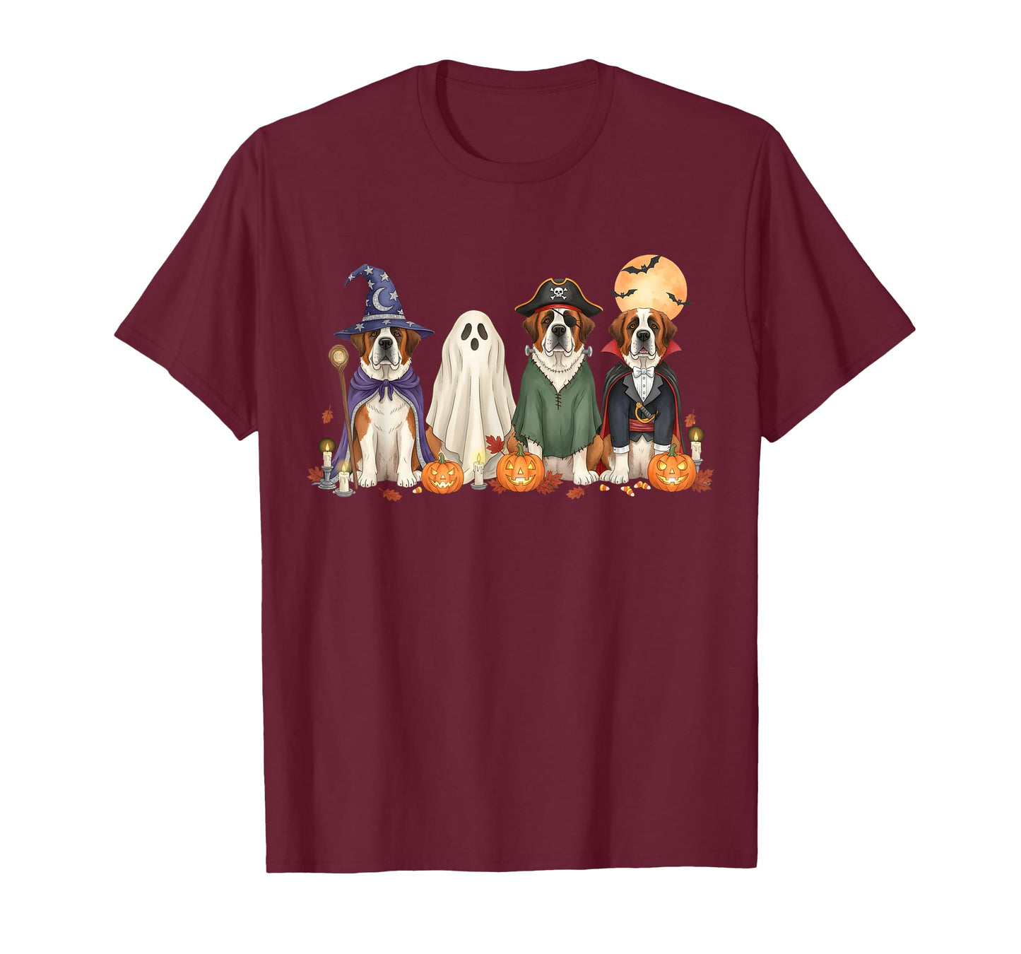 Spooky St. Bernard Dogs Ghost Witch Mummy Saint Bernard T-Shirt