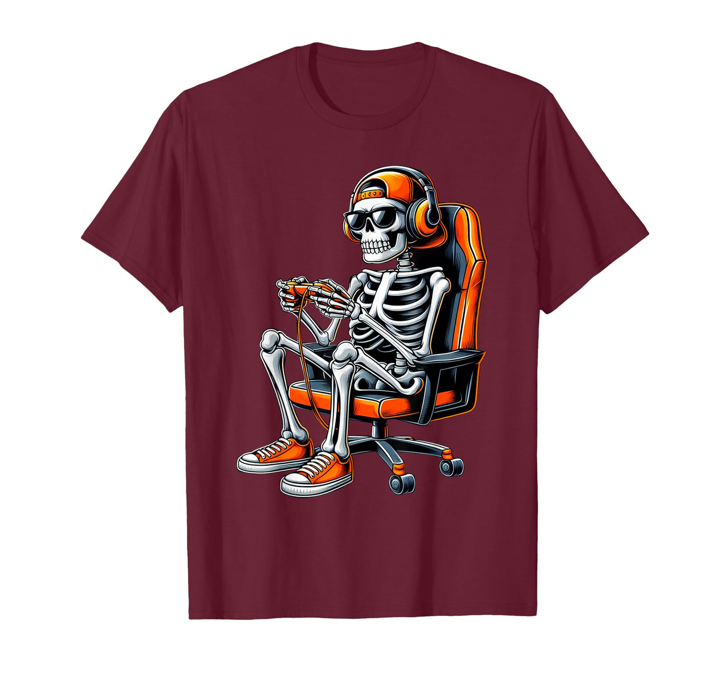 Halloween Skeleton Gamer Video Gaming Boys Men Kids Gamer T-Shirt