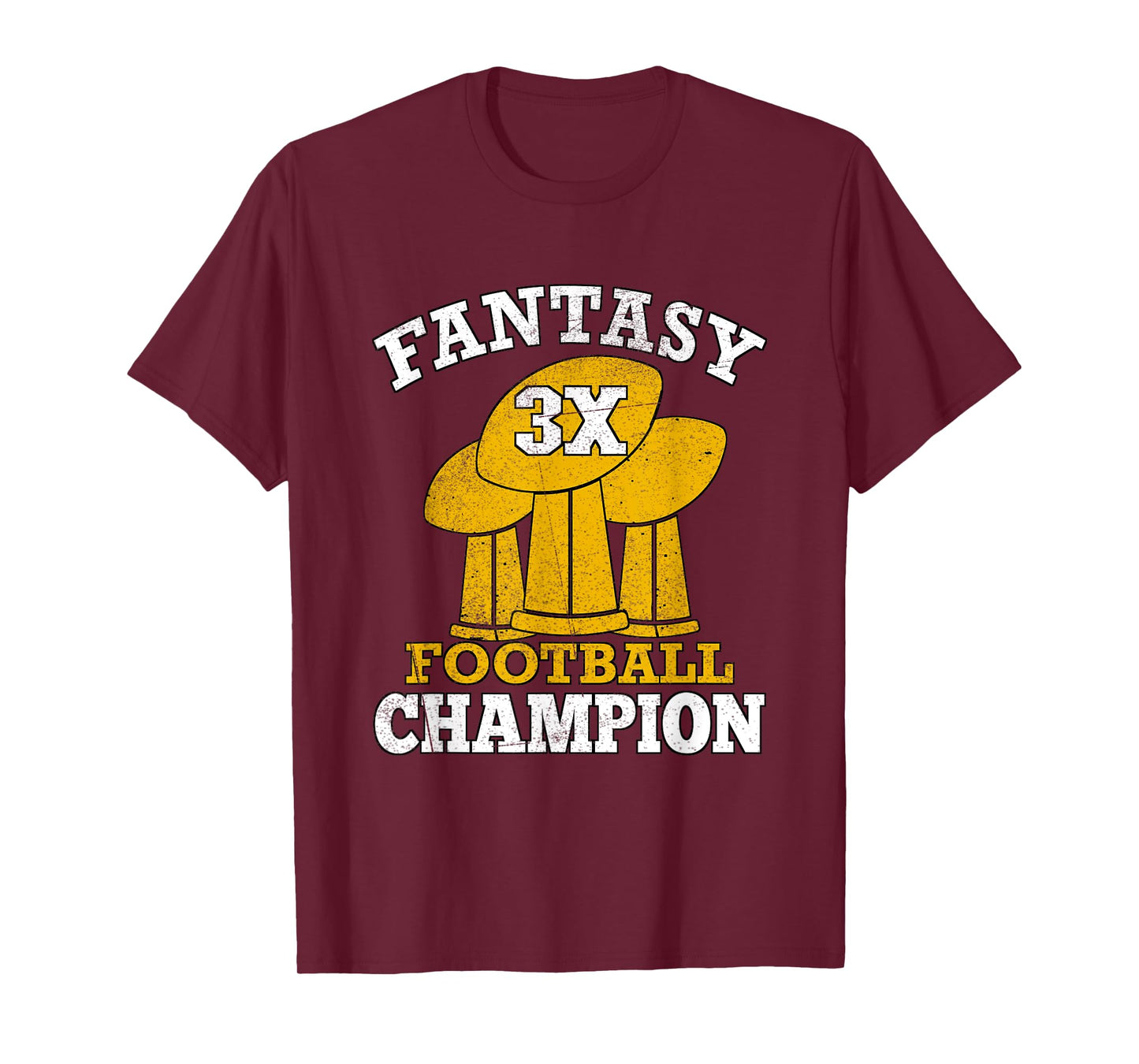 Fantasy Football 3x Champion Three Time Champ Fantasy Winner T-Shirt