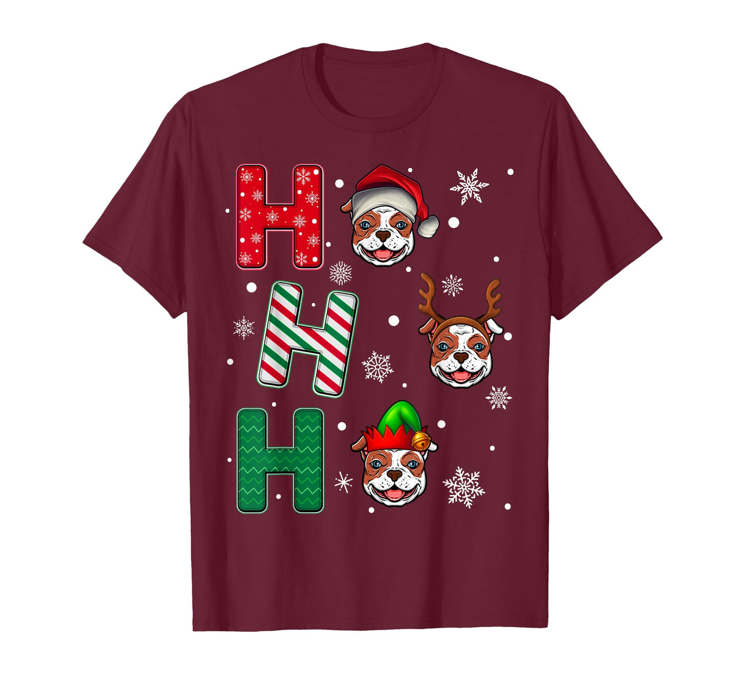 Ho Ho Ho American Bulldog Dog Lover Christmas Santa Elf Xmas T-Shirt