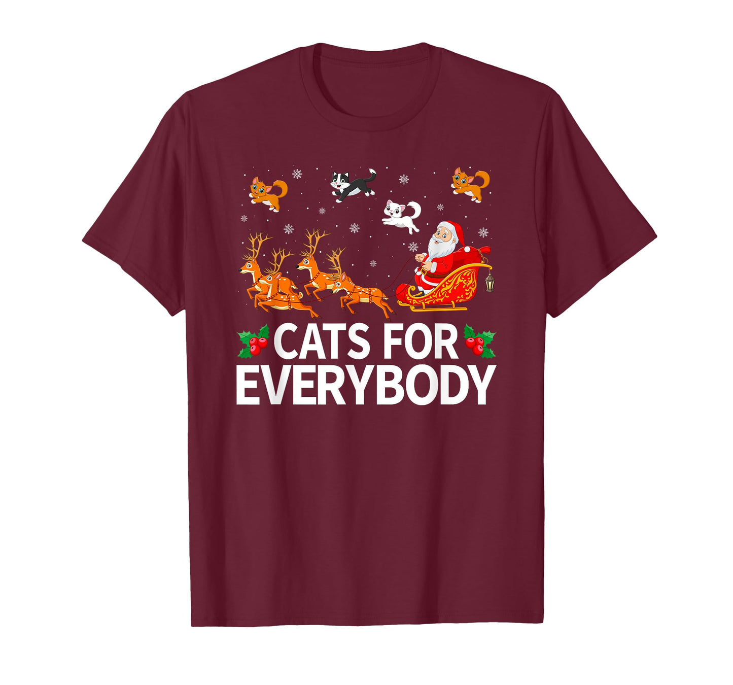 Cats for Everybody Xmas Pajamas Santa Sleigh Cat Christmas T-Shirt