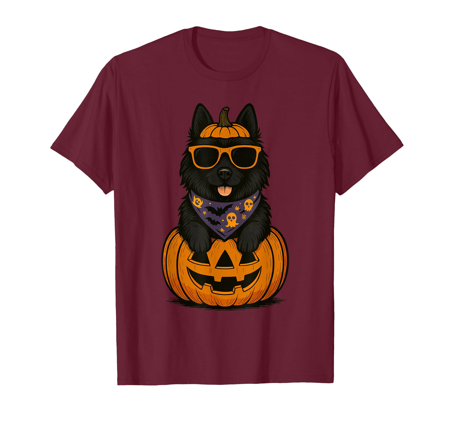 Spooky Schipperke Pumpkin Halloween Dog Lover T-Shirt