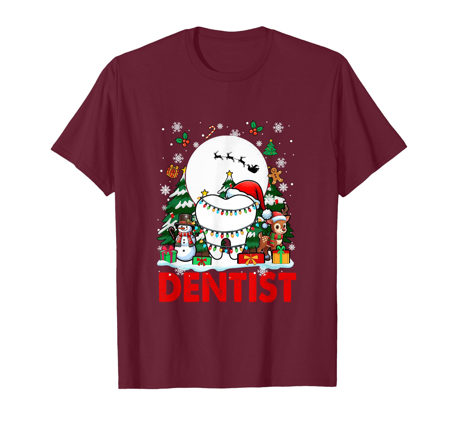 Dentist Job Tools Santa Snowmen Reindeer Christmas Trees T-Shirt