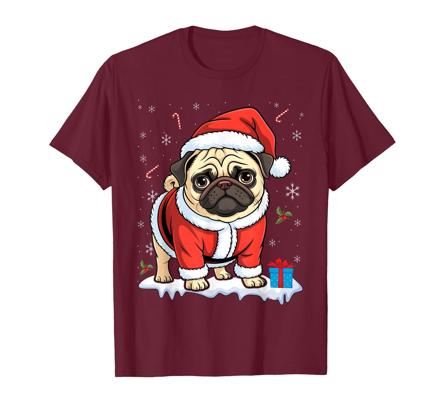 Pug Santa Costume Christmas Pajama Cute Dog Puppy Lover Xmas T-Shirt