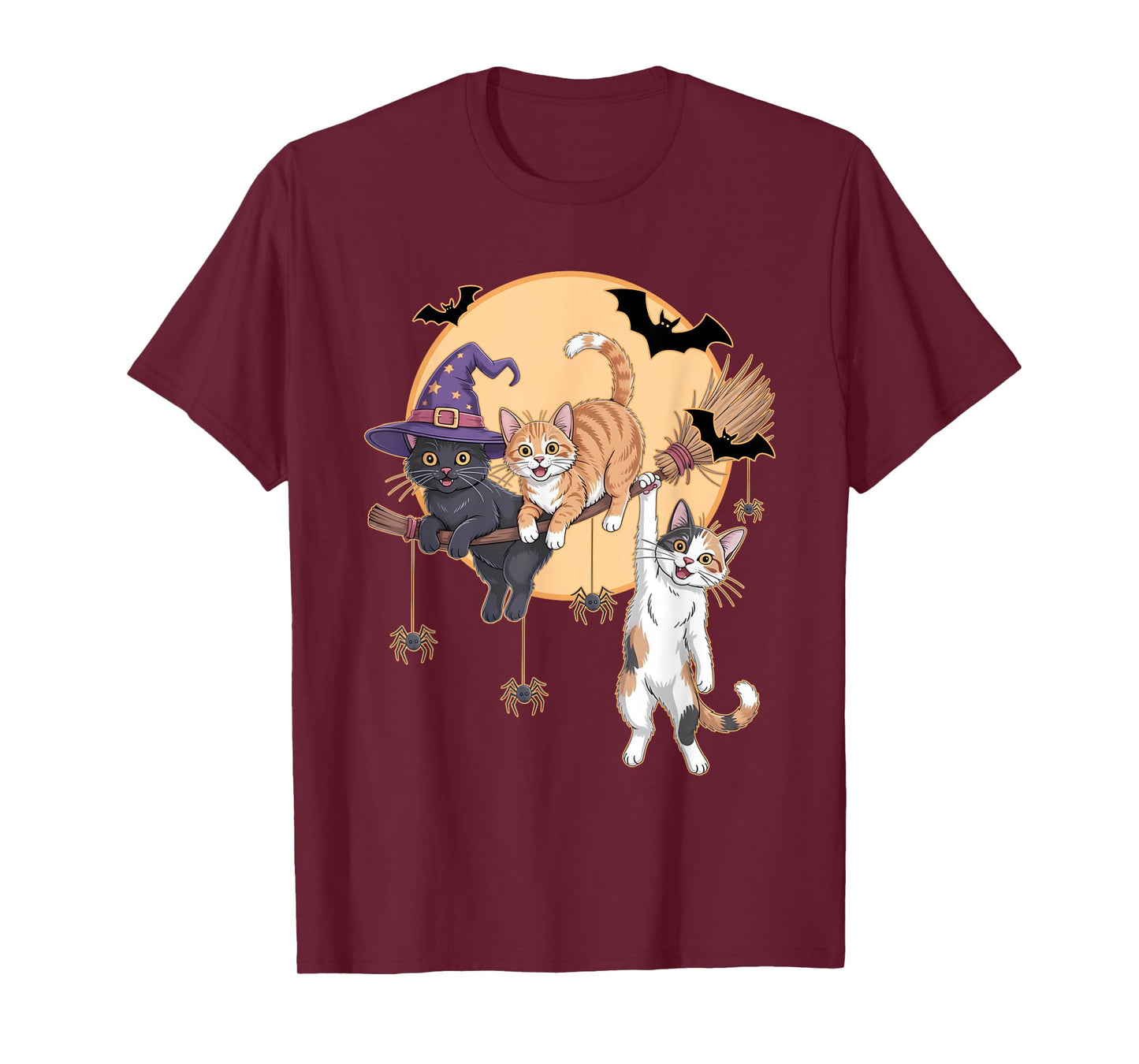 Funny Cat Kitten Witch Hat Halloween Costume Men Women Kids T-Shirt