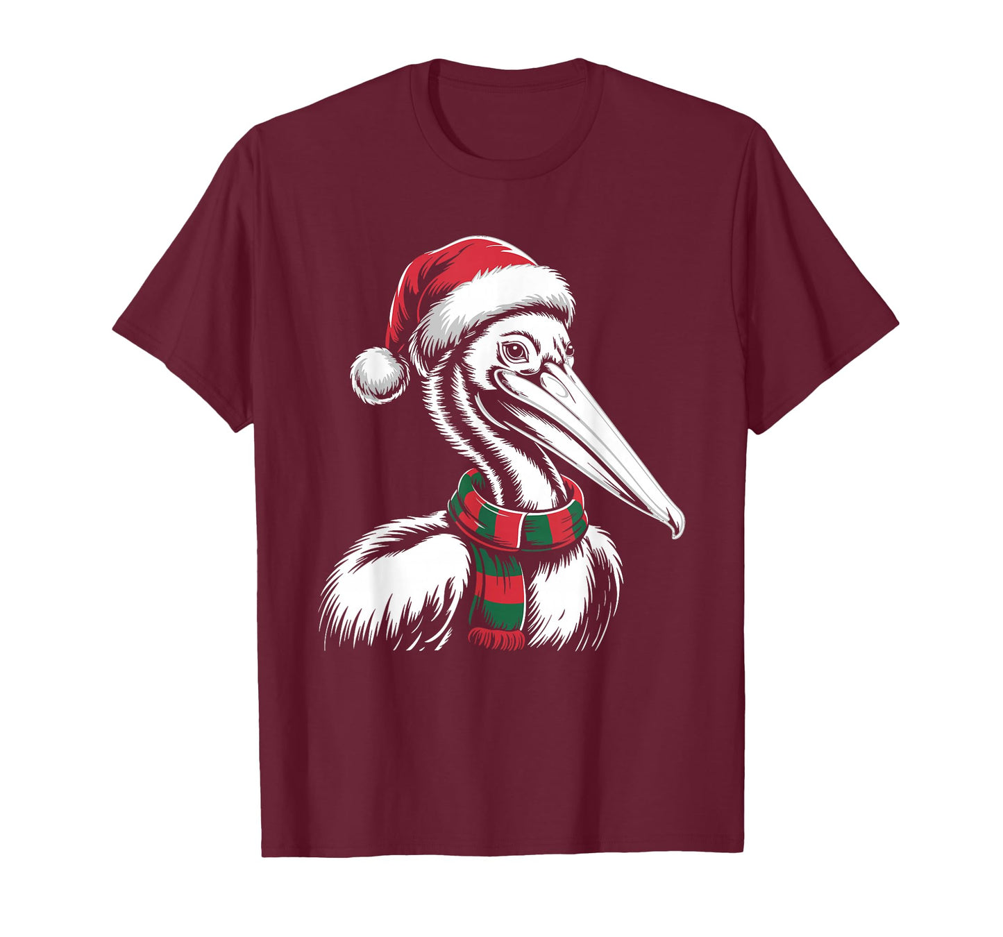 Pelican Xmas Santa Hat Scarf Christmas Costume T-Shirt