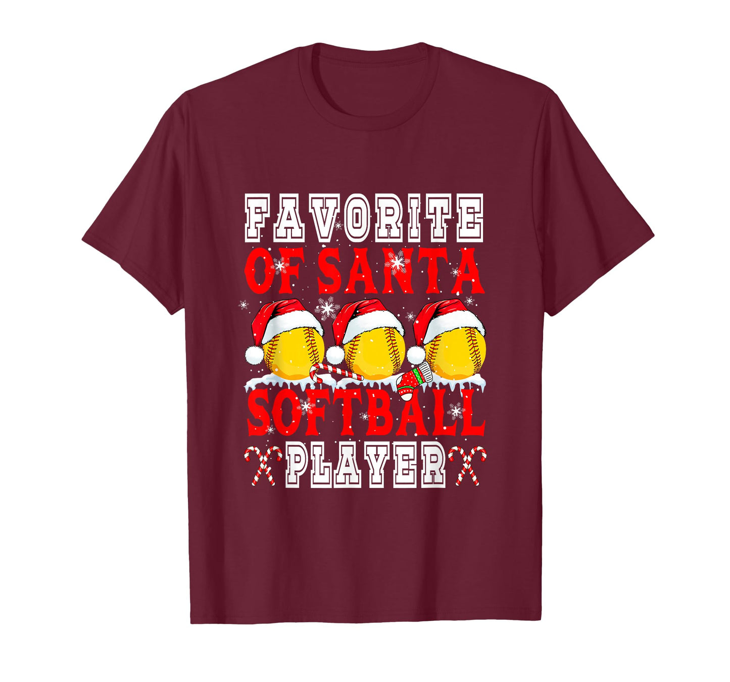 Favorite of Xmas Santa Funny Softball Player Matching Team T-Shirt