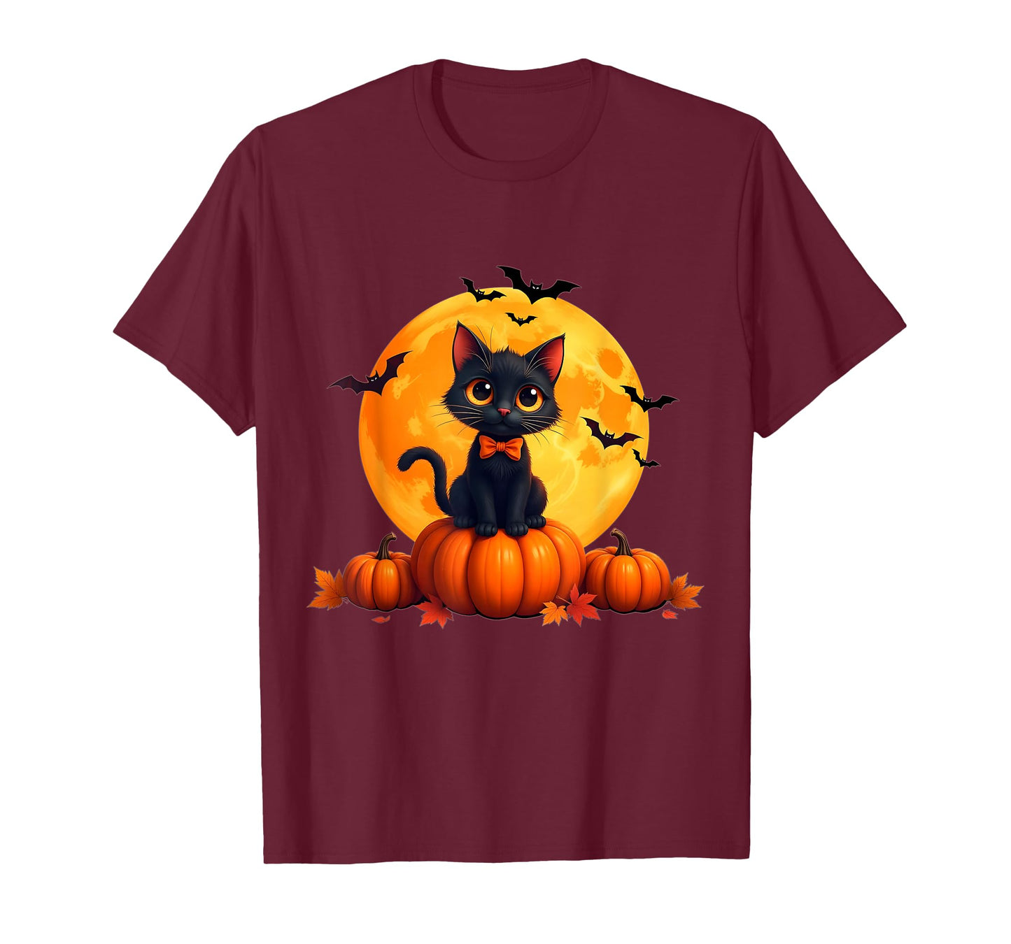 Retro Black Cat Pumpkin Halloween Costume Funny Men Women T-Shirt