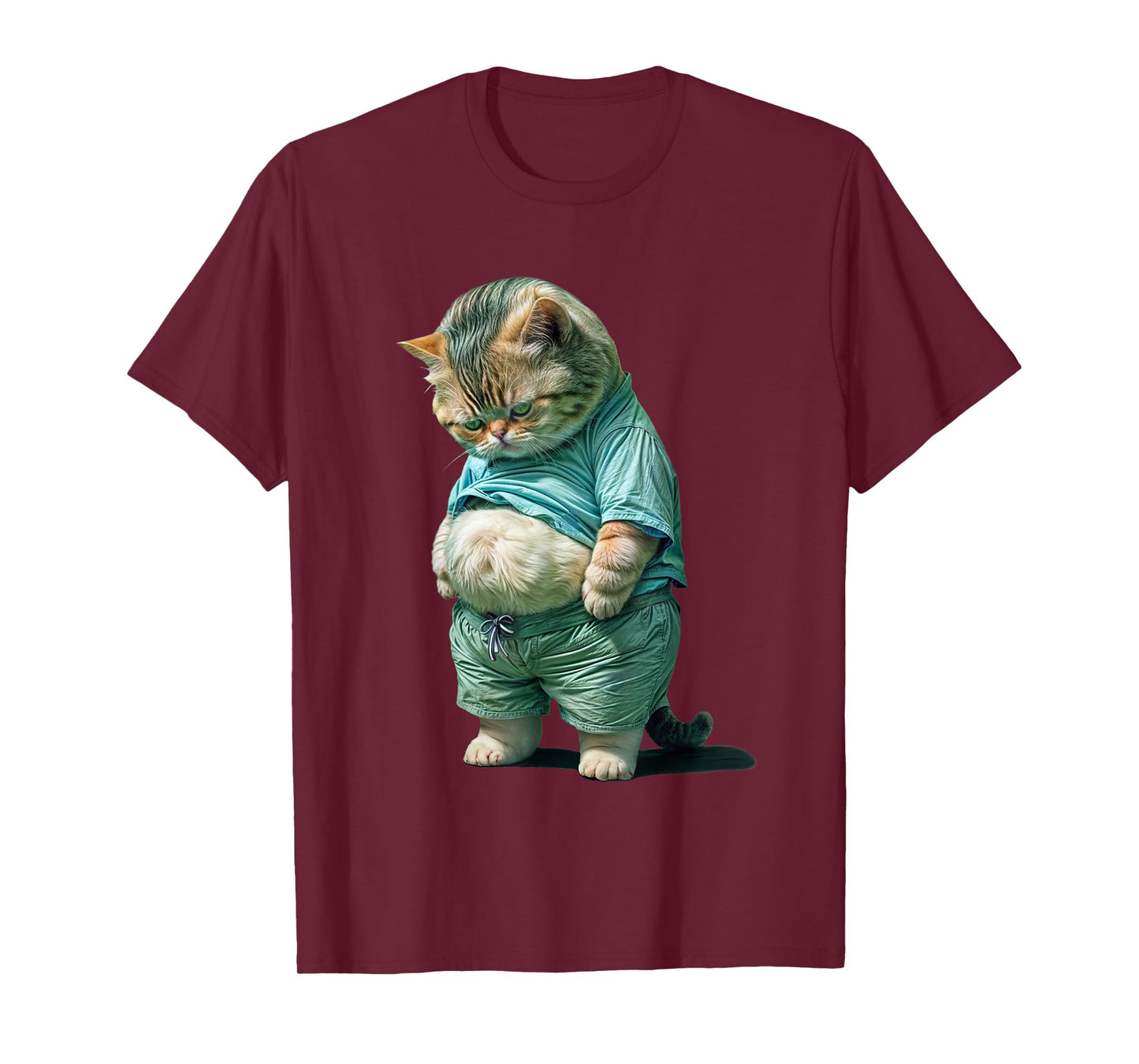 Funny fat Cat IA art design print T-Shirt