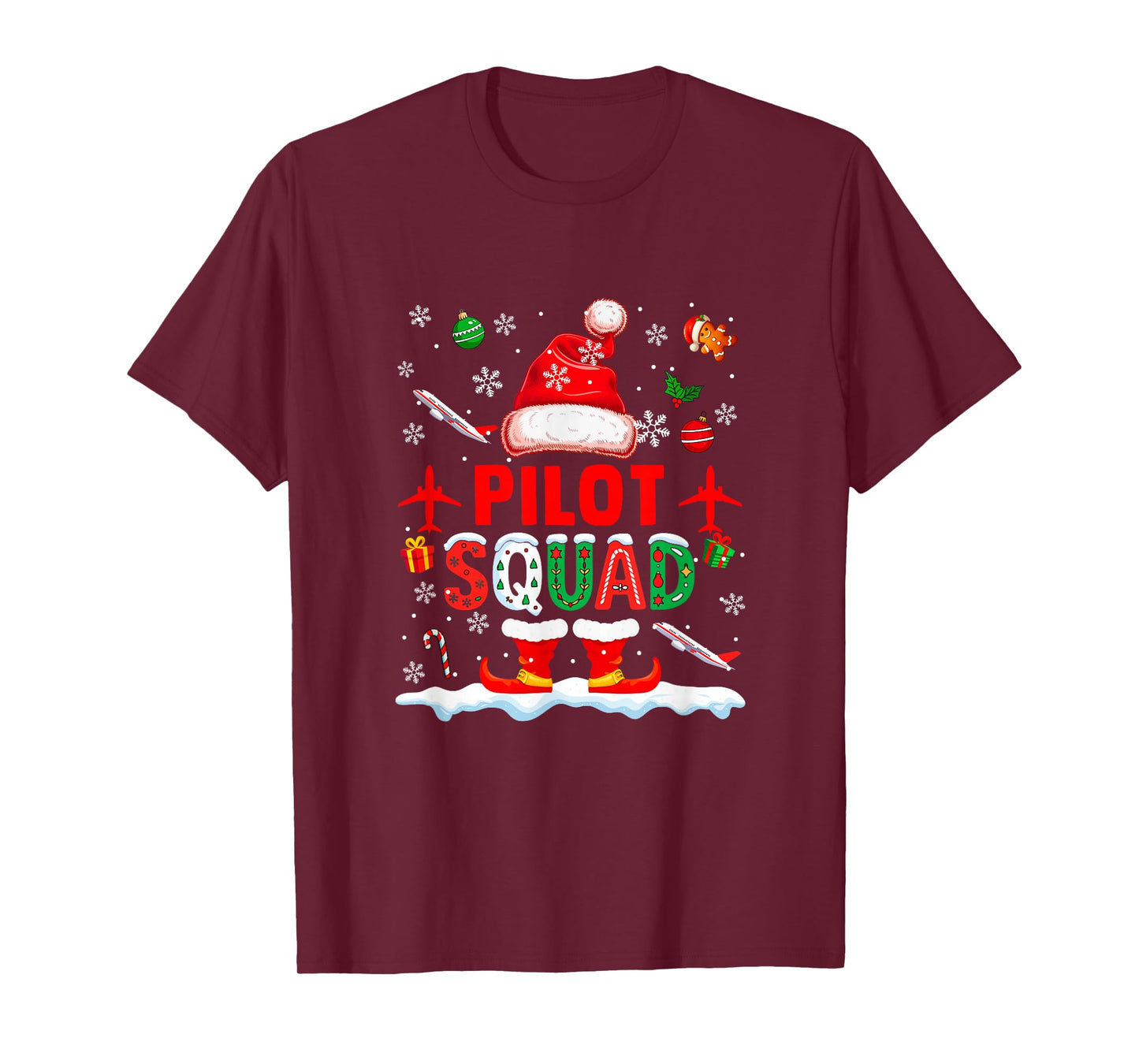 Pilot Squad Men Job Christmas Santa Costume Bow Tie T-Shirt